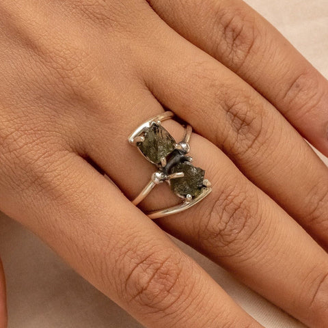 925 Sterling Silver Ring, Natural Moldavite Gemstone, Handmade Jewelry, Graduation Gift, Gift For Her