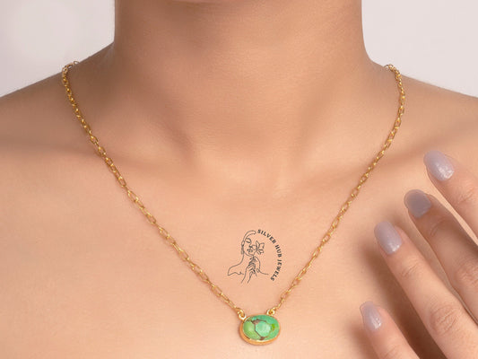 925 Sterling Silver Gemstone Pendant, Turquoise Moonstone Labradorite Necklace, Boho Minimalist Necklace