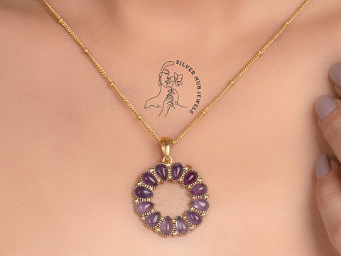 Gemstone Necklace, Bridesmaid Necklace, Crystal Necklace, 925 Sterling Silver Necklace, Unique Jewelry