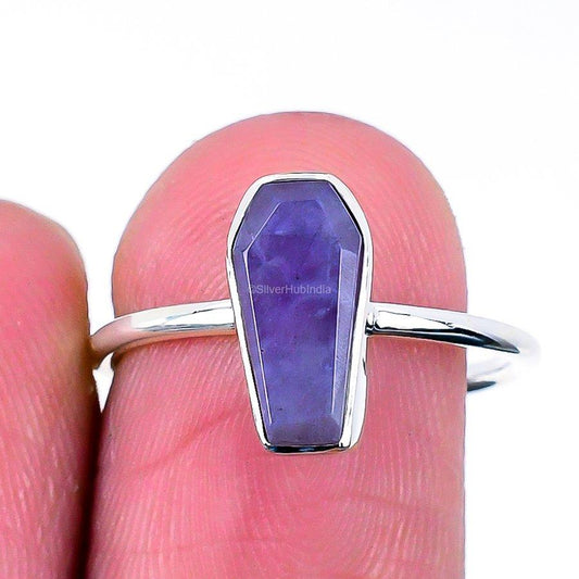 Gift For Her Natural Sage Amethyst Band Ring Size 8 925 Silver