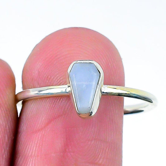 Gift For Her 925 Silver Natural Blue Lace Agate Band Ring Size 10