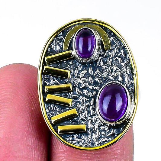 Wedding Gift For Her 925 Silver Natural Sage Amethyst Band Ring Size 7
