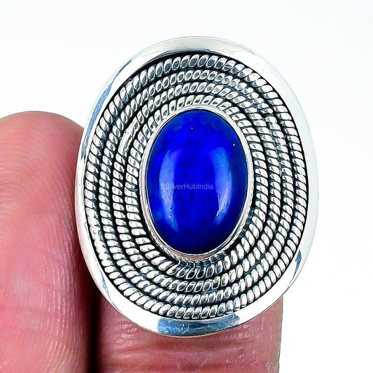 Gift For Women Band Ring Size 7 925 Silver Natural Lapis Lazuli
