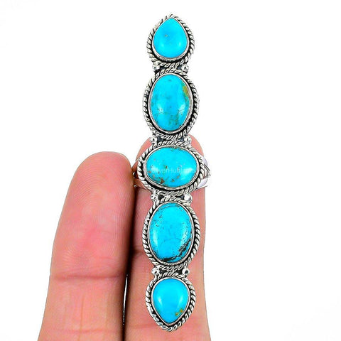 Gift For Her Natural Arizona Turquoise Statement Adjustable Ring 925 Silver