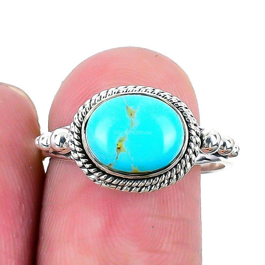 Natural Arizona Turquoise Gemstone Cluster Ring Size 9 925 Silver