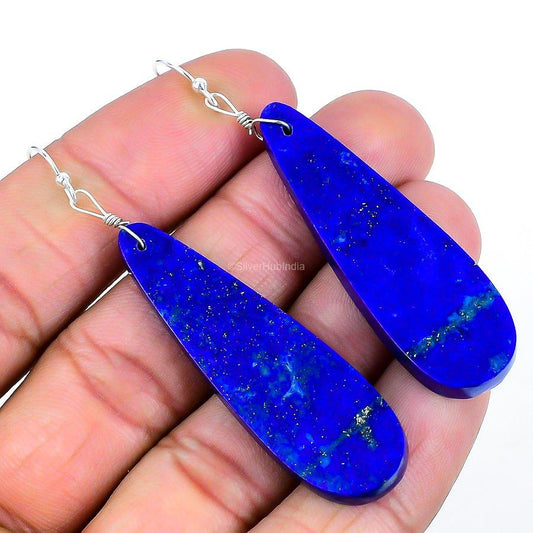 Natural Lapis Lazuli Gemstone Jewelry 925 Sterling Silver Pendant For Women