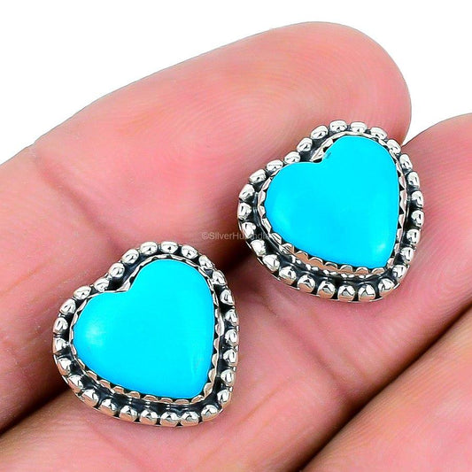 Natural Arizona Turquoise Gemstone Drop & Dangle Earrings 925 Sterling Silver