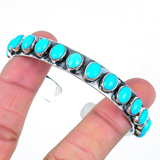Anniversary Gift For Her Natural Arizona Turquoise Gemstone Cuff 925 Silver