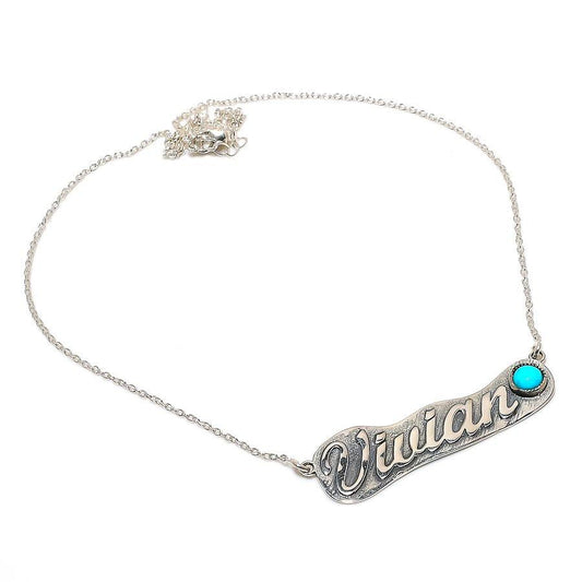 Natural Arizona Turquoise Gemstone 925 Sterling Silver Chain Necklace For Women