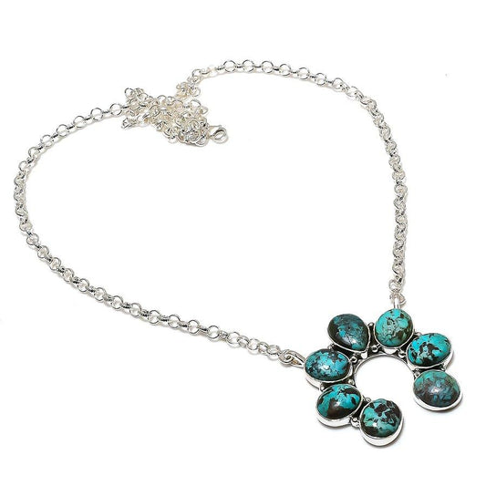 Birthday Gift For Her Natural Tibetan Turquoise Chain Necklace 925 Silver