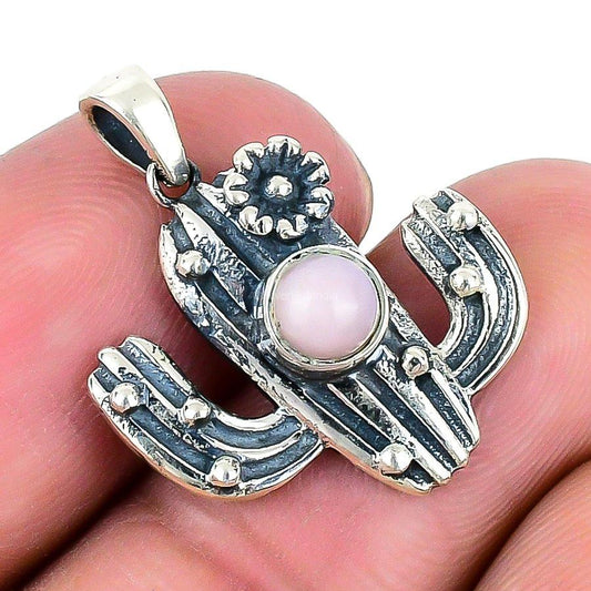 Gift For Her 925 Sterling Silver Natural Pink Opal Gemstone Jewelry Pendant