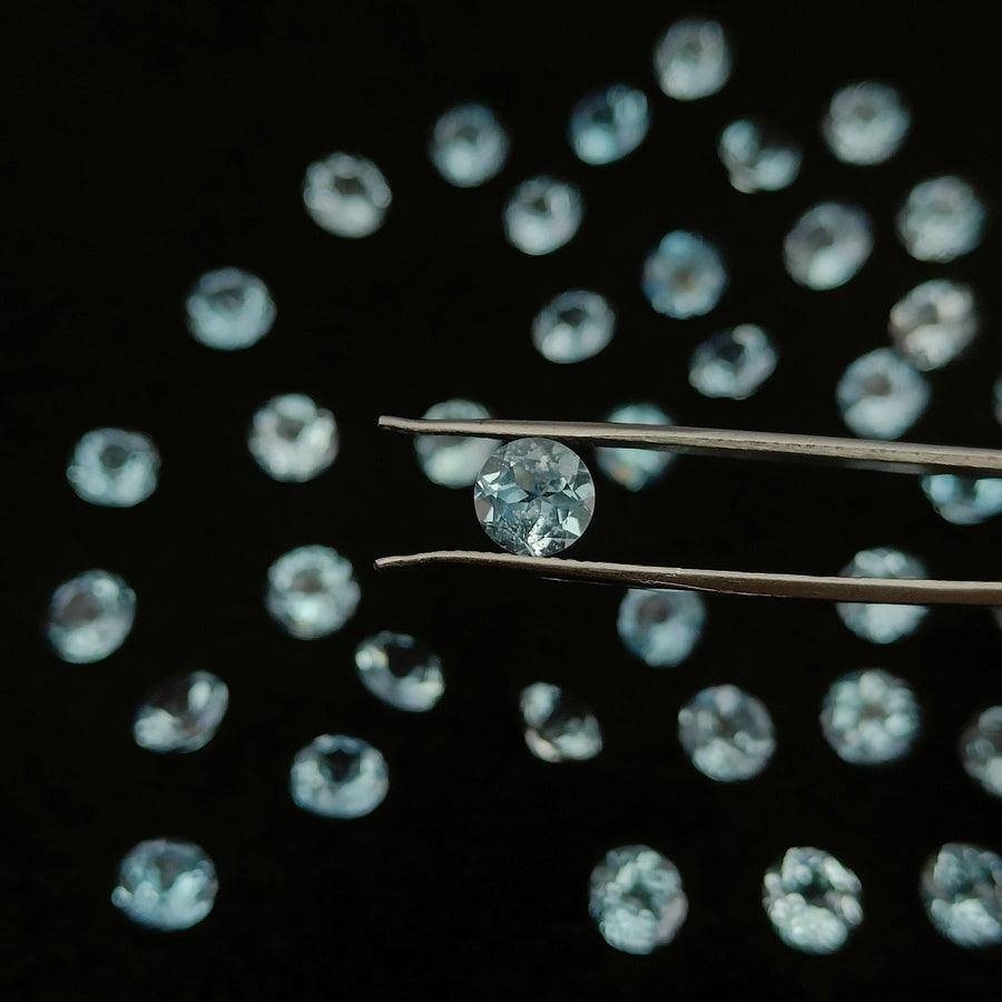 Natural Blue Topaz Cut Round Shape Calibrated | Cut Gemstone Healing Crystal | Raw Gemstone for Jewelry making | Unique Gemstone Cut SB-60 - Silverhubjewels