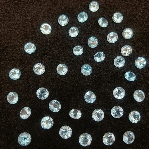 Natural Blue Topaz Cut Round Shape Calibrated | Cut Gemstone Healing Crystal | Raw Gemstone for Jewelry making | Unique Gemstone Cut SB-60 - Silverhubjewels