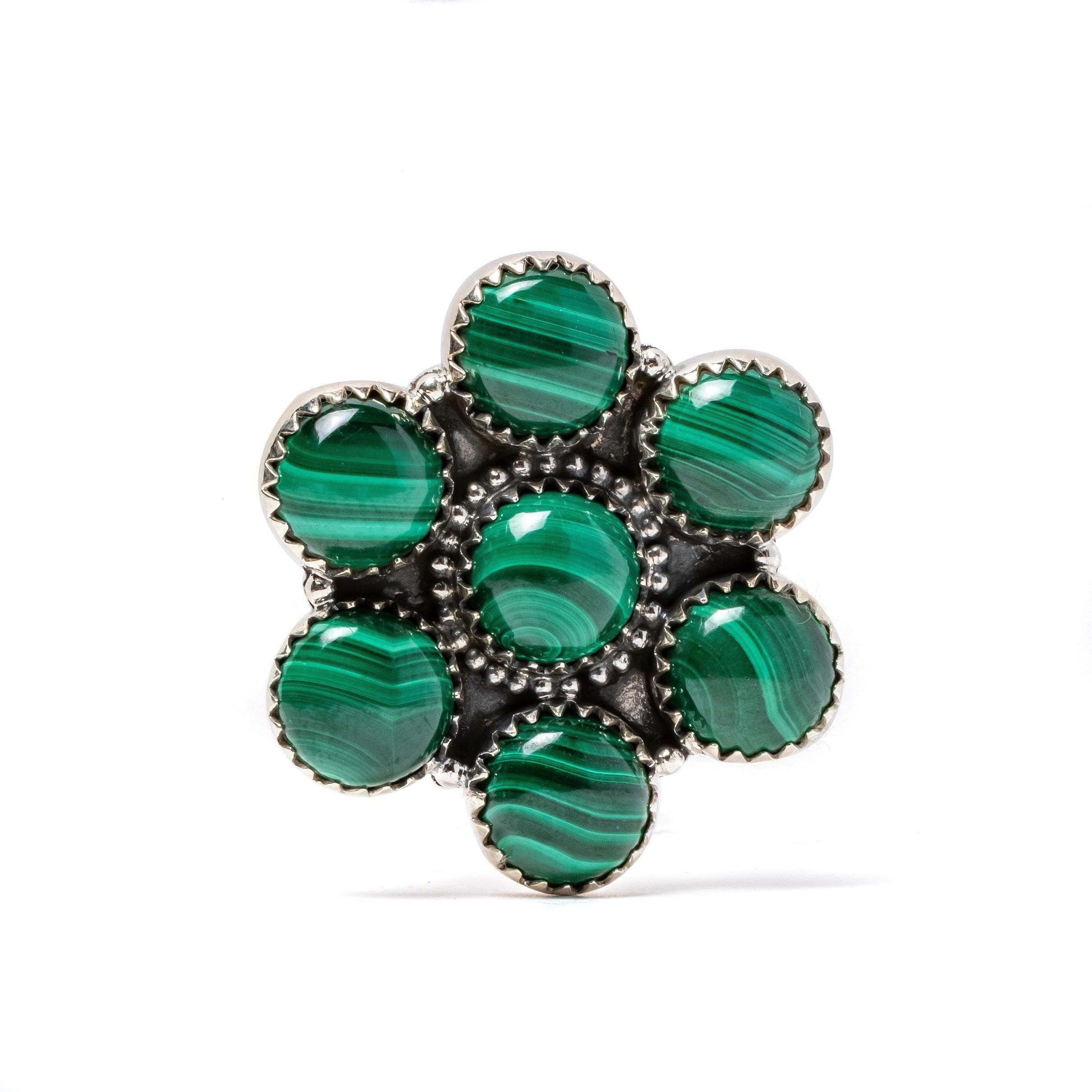 Malachite Natural Gemstone 925 Solid Sterling Silver Jewelry Designer Adjustable Ring ( Size 5 To 13 ) NEW-24 - Silverhubjewels