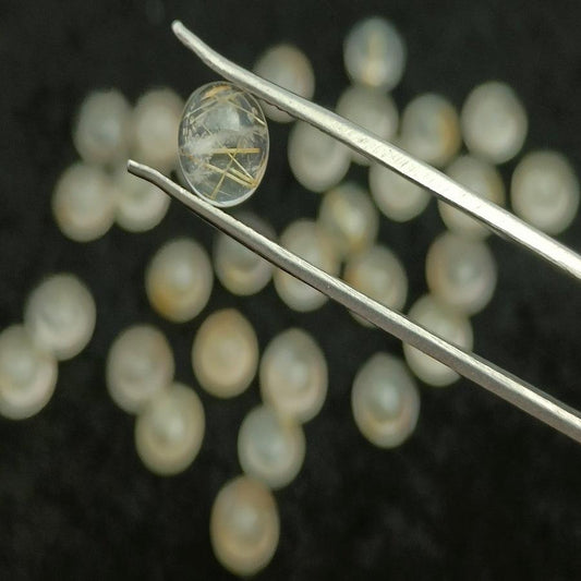 Natural Golden Rutile Round Shape Calibrated | Cabochon Gemstone Healing Crystal | Raw Gemstone for Jewelry making | Unique Gemstone Cabochon SB-91 - Silverhubjewels