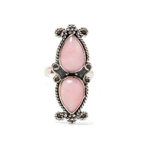 Pink Opal Natural Gemstone 925 Solid Sterling Silver Jewelry Designer Adjustable Ring ( Size 5 To 13 ) - Silverhubjewels