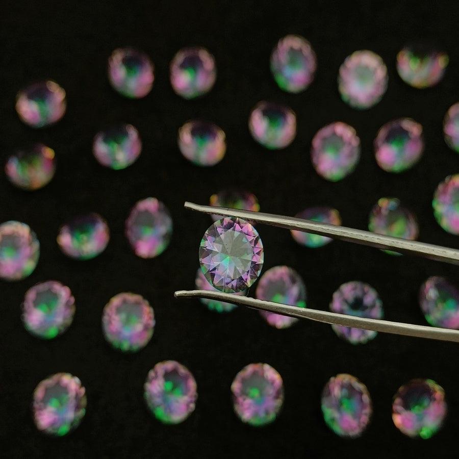 Natural Rainbow Mystic Topaz Cut Round Shape Calibrated | Cut Gemstone Healing Crystal | Raw Gemstone for Jewelry making | Unique Gemstone Cut - Silverhubjewels