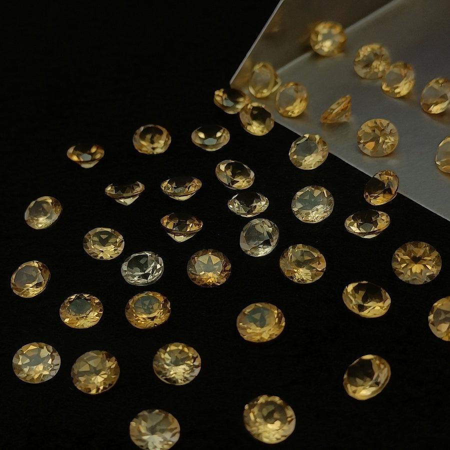 Natural Citrine Cut Round Shape Calibrated | Cut Gemstone Healing Crystal | Raw Gemstone for Jewelry making | Unique Gemstone Cut SB-75 - Silverhubjewels