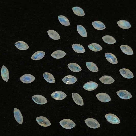 Natural Rainbow Moonstone Cut Marquise Shape Calibrated | Cut Gemstone Healing Crystal | Raw Gemstone for Jewelry making | Unique Gemstone Cut - Silverhubjewels