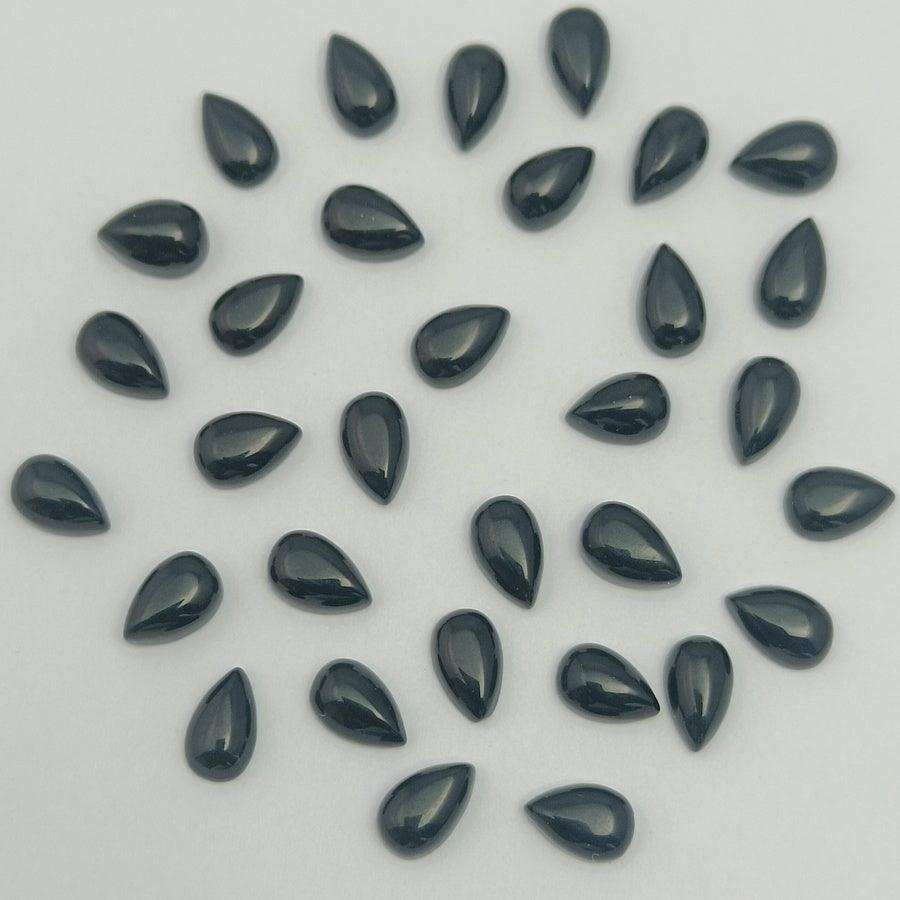 Natural Black Onyx Pear Shape Calibrated | Cabochon Gemstone Healing Crystal | Raw Gemstone for Jewelry making | Unique Gemstone Cabochon SB-49 - Silverhubjewels