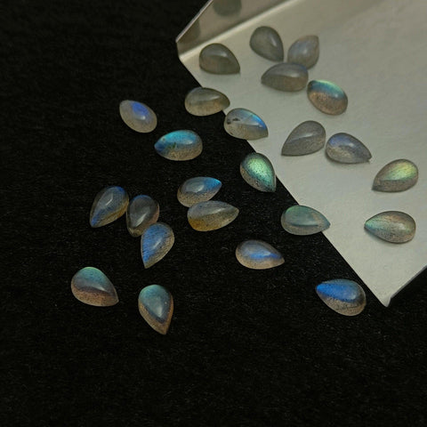 Natural Labradorite Pear Shape Calibrated | Cabochon Gemstone Healing Crystal | Raw Gemstone for Jewelry making | Unique Gemstone Cabochon - Silverhubjewels