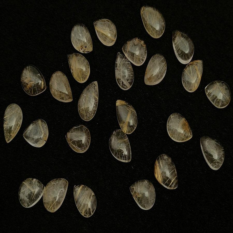 Natural Golden Rutile Pear Shape Calibrated | Cabochon Gemstone Healing Crystal | Raw Gemstone for Jewelry making | Unique Gemstone Cabochon SB-90 - Silverhubjewels