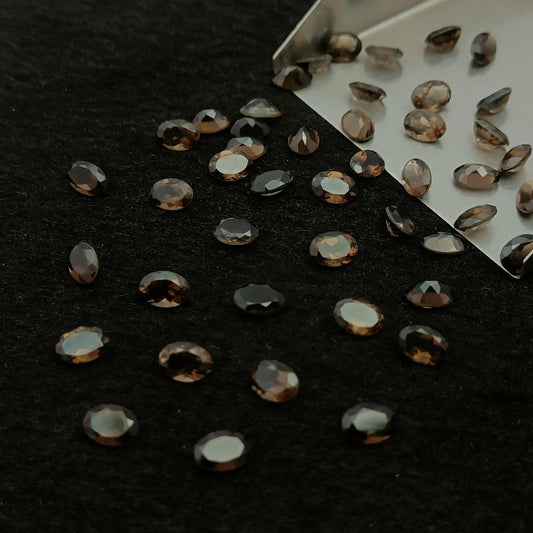 Natural Smoky Cut Oval Shape Calibrated | Cut Gemstone Healing Crystal | Raw Gemstone for Jewelry making | Unique Gemstone Cut - Silverhubjewels