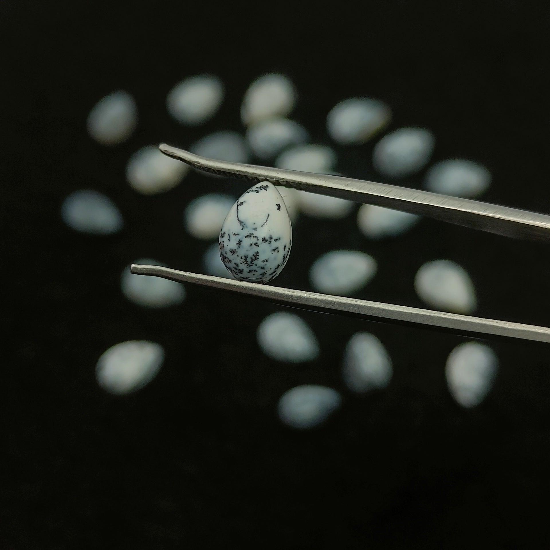 Natural Dendritic Opal Pear Shape Calibrated | Cabochon Gemstone Healing Crystal | Raw Gemstone for Jewelry making | Unique Gemstone Cabochon SB-80 - Silverhubjewels