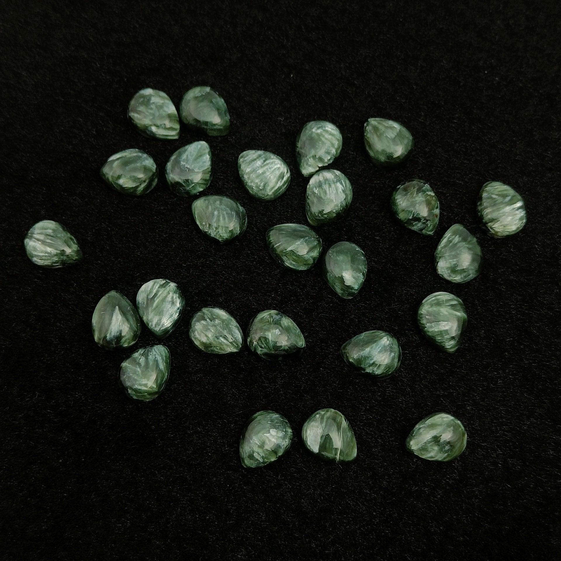 Natural Seraphinite Pear Shape Calibrated | Cabochon Gemstone Healing Crystal | Raw Gemstone for Jewelry making | Unique Gemstone Cabochon - Silverhubjewels
