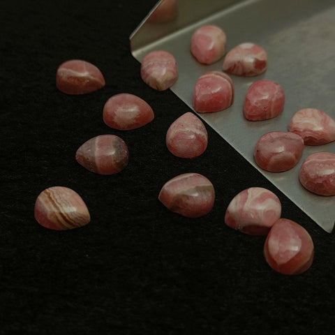 Natural Rhodochrosite Pear Shape Calibrated | Cabochon Gemstone Healing Crystal | Raw Gemstone for Jewelry making | Unique Gemstone Cabochon - Silverhubjewels