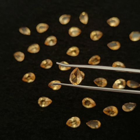 Natural Citrine Cut Pear Shape Calibrated | Cut Gemstone Healing Crystal | Raw Gemstone for Jewelry making | Unique Gemstone Cut SB-74 - Silverhubjewels