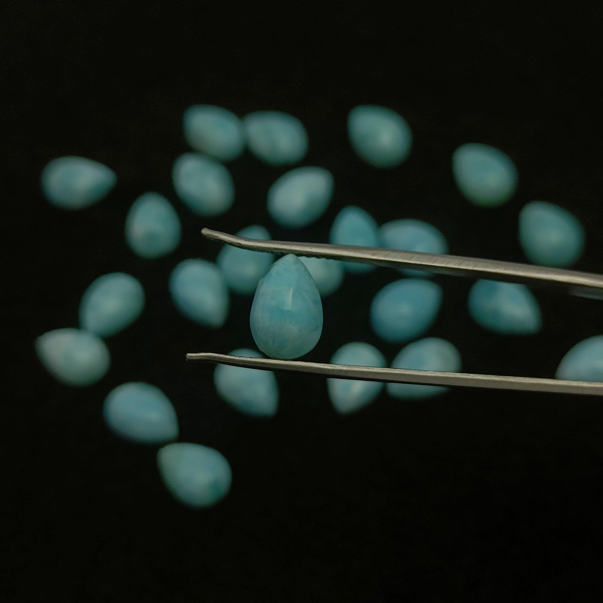 Natural Larimar Pear Shape Calibrated | Cabochon Gemstone Healing Crystal | Raw Gemstone for Jewelry making | Unique Gemstone Cabochon - Silverhubjewels