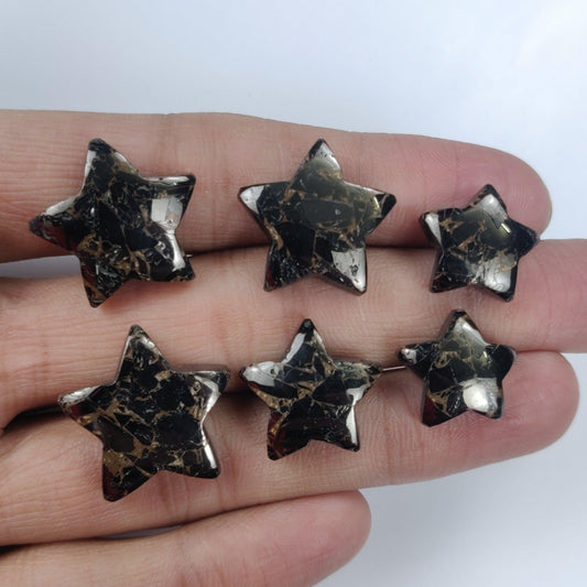 Natural Copper Shungite Star Carving | Gemstone Healing Crystal | Raw Gemstone for Jewelry making | Unique Gemstone Carvings SB-77 - Silverhubjewels