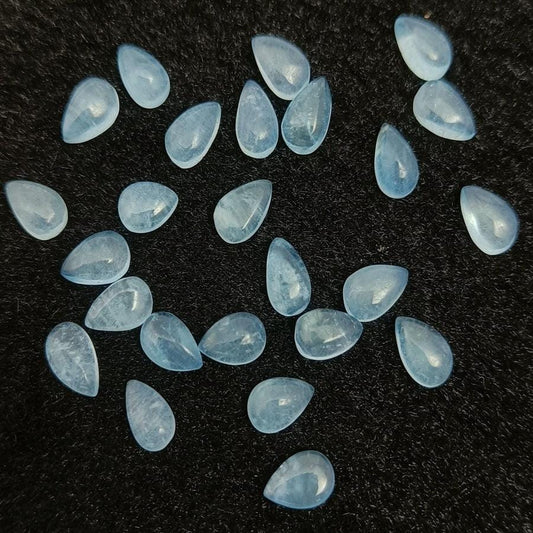 Natural Aquamarine Pear Shape Calibrated | Cabochon Gemstone Healing Crystal | Raw Gemstone for Jewelry making | Unique Gemstone Cabochon SB-35 - Silverhubjewels