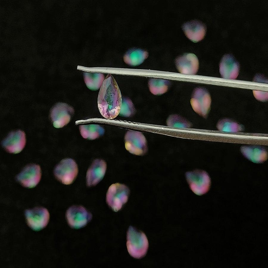 Natural Rainbow Mystic Topaz Cut Pear Shape Calibrated | Cut Gemstone Healing Crystal | Raw Gemstone for Jewelry making | Unique Gemstone Cut - Silverhubjewels