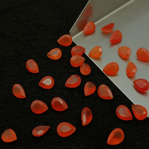 Natural Carnelian Cut Pear Shape Calibrated | Cut Gemstone Healing Crystal | Raw Gemstone for Jewelry making | Unique Gemstone Cut SB-68 - Silverhubjewels