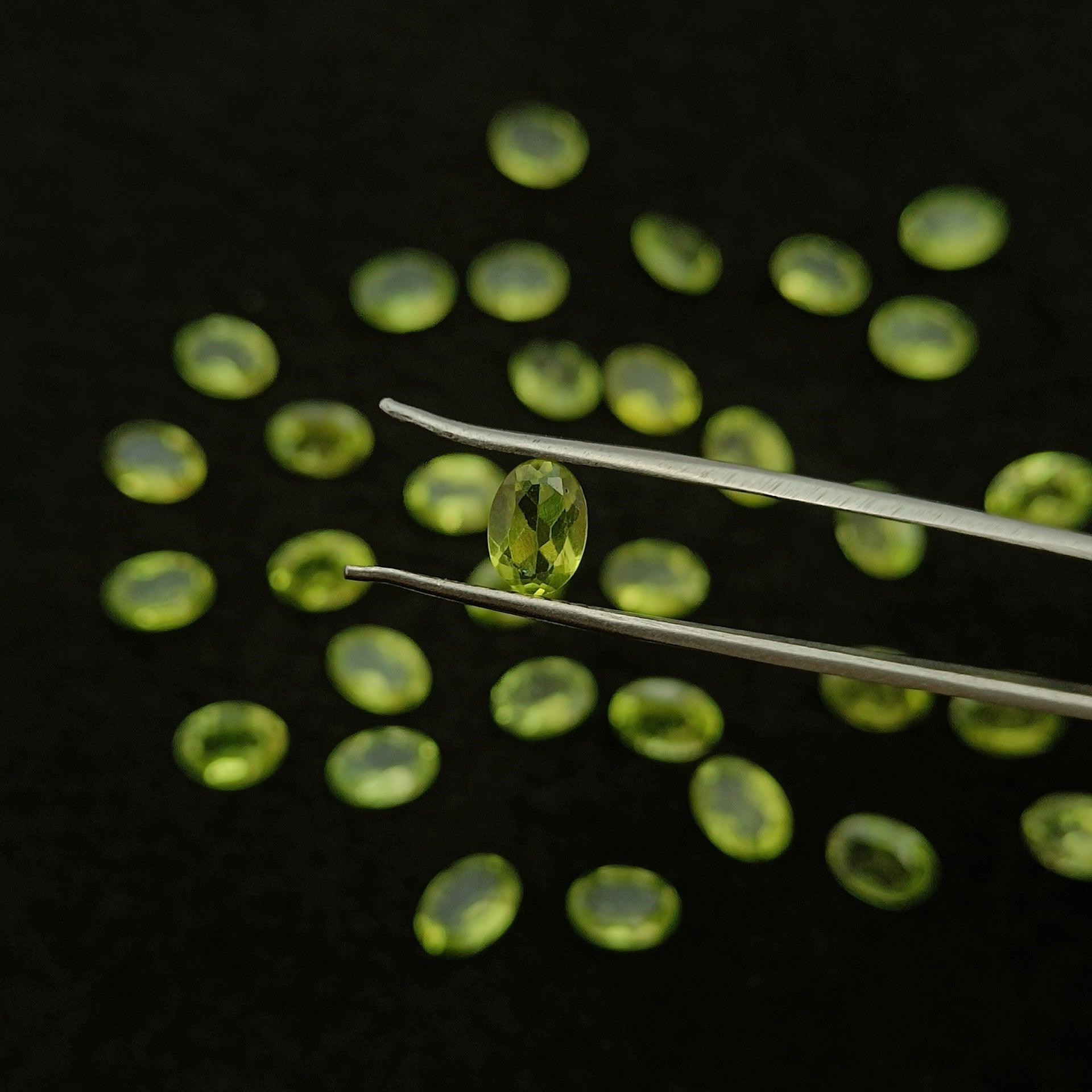Natural Peridot Cut Oval Shape Calibrated | Cut Gemstone Healing Crystal | Raw Gemstone for Jewelry making | Unique Gemstone Cut - Silverhubjewels
