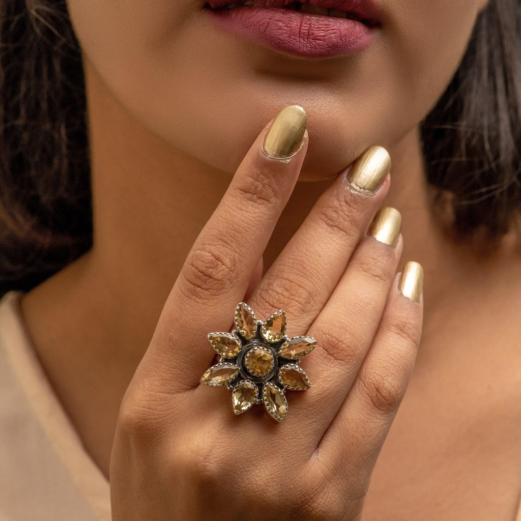  Citrine Natural Gemstone 925 Solid Sterling Silver Ring