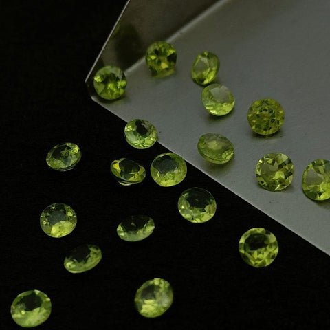 Natural Peridot Cut Round Shape Calibrated | Cut Gemstone Healing Crystal | Raw Gemstone for Jewelry making | Unique Gemstone Cut - Silverhubjewels