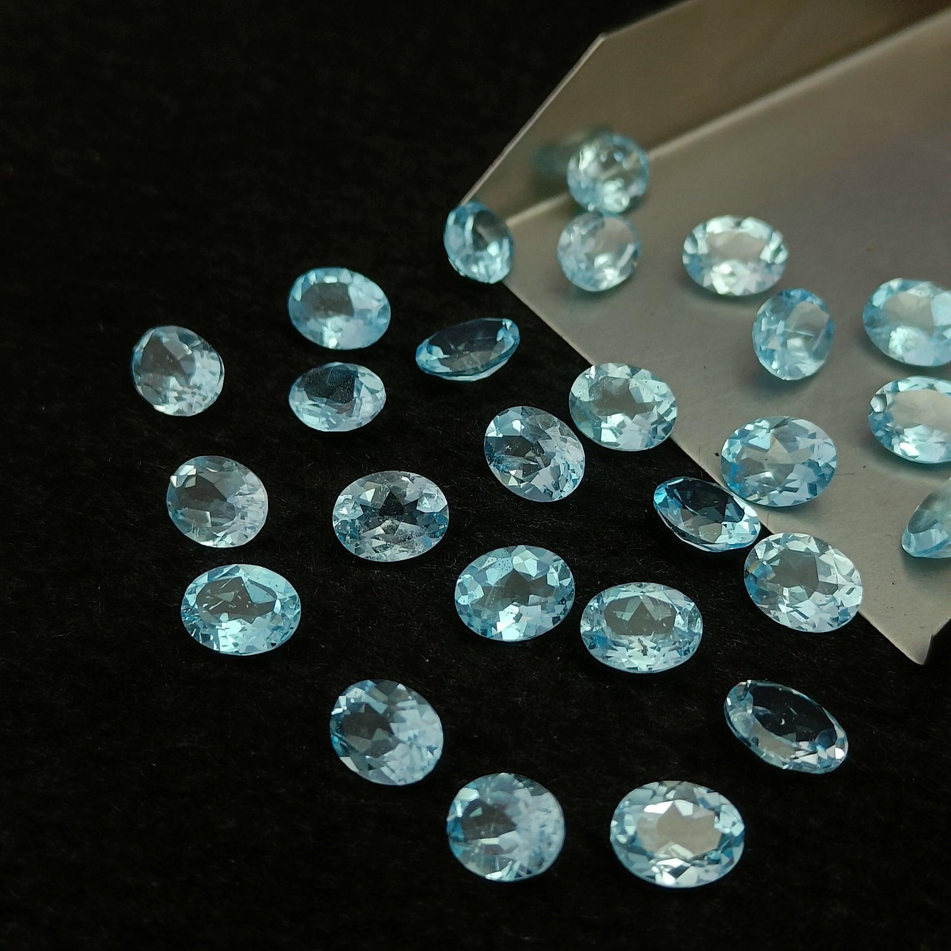 Natural Blue Topaz Cut Oval Shape Calibrated | Cut Gemstone Healing Crystal | Raw Gemstone for Jewelry making | Unique Gemstone Cut SB-58 - Silverhubjewels
