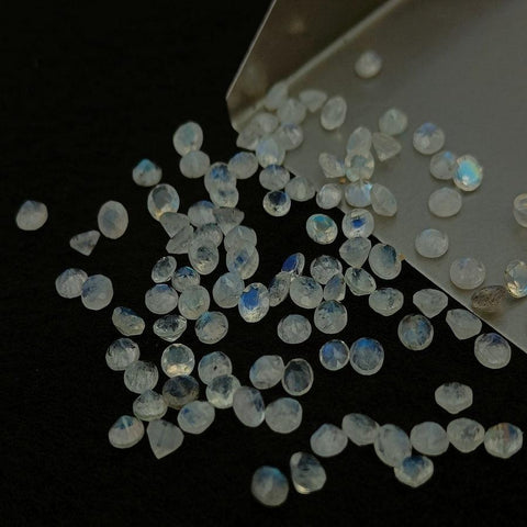 Natural Rainbow Moonstone Cut Round Shape Calibrated | Cut Gemstone Healing Crystal | Raw Gemstone for Jewelry making | Unique Gemstone Cut - Silverhubjewels