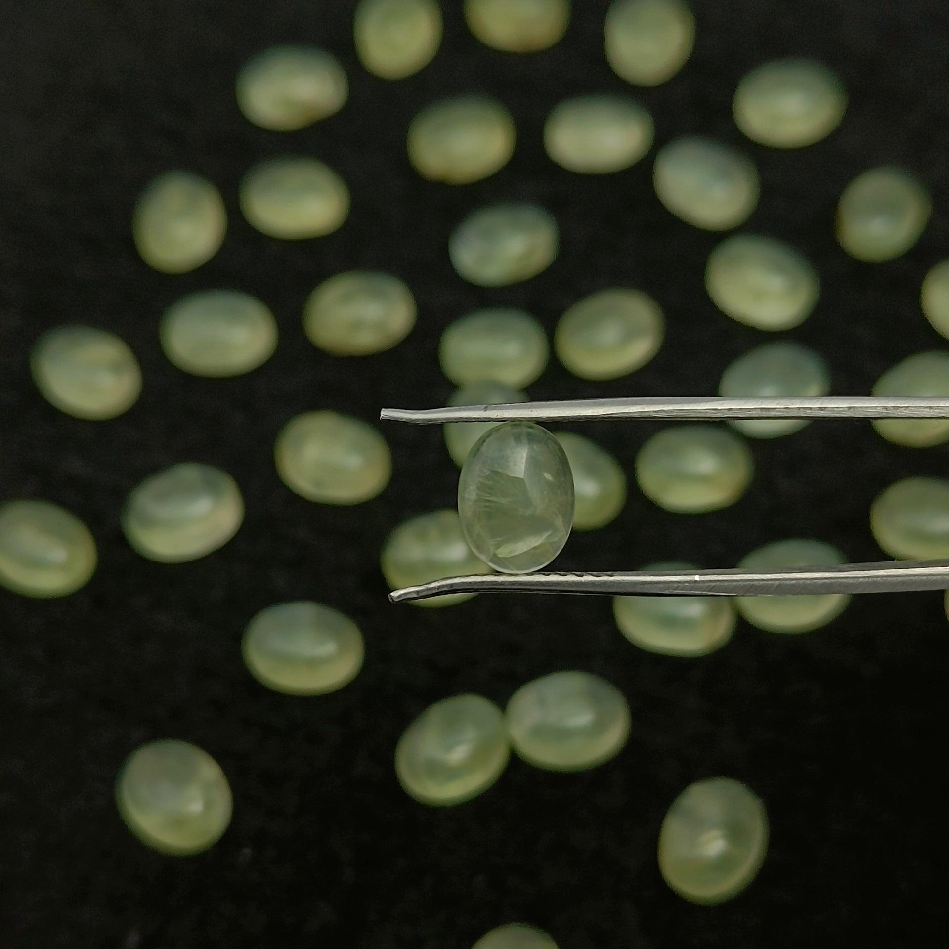Natural Prehnite Oval Shape Calibrated | Cabochon Gemstone Healing Crystal | Raw Gemstone for Jewelry making | Unique Gemstone Cabochon - Silverhubjewels