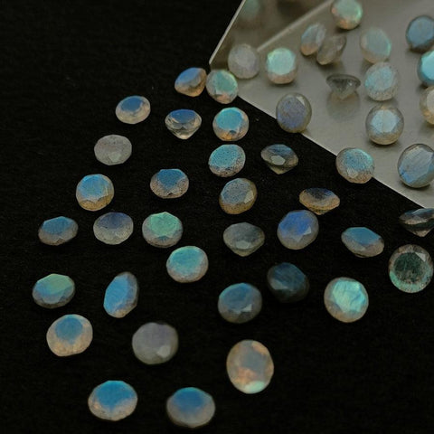 Natural Labradorite Cut Round Shape Calibrated | Cut Gemstone Healing Crystal | Raw Gemstone for Jewelry making | Unique Gemstone Cut - Silverhubjewels