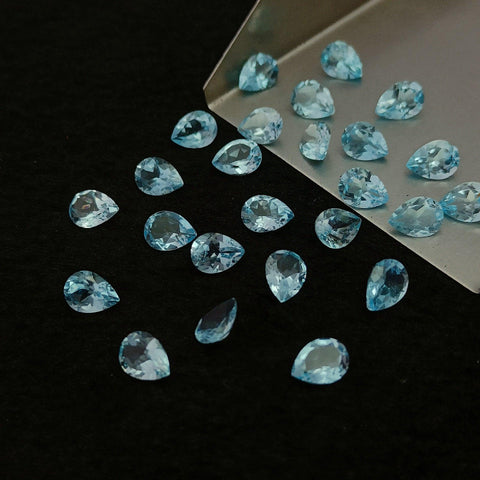 Natural Blue Topaz Cut Pear Shape Calibrated | Cut Gemstone Healing Crystal | Raw Gemstone for Jewelry making | Unique Gemstone Cut SB-59 - Silverhubjewels