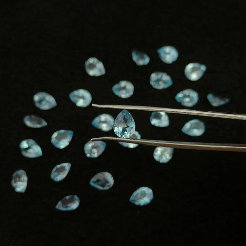 Natural Blue Topaz Cut Pear Shape Calibrated | Cut Gemstone Healing Crystal | Raw Gemstone for Jewelry making | Unique Gemstone Cut SB-59 - Silverhubjewels