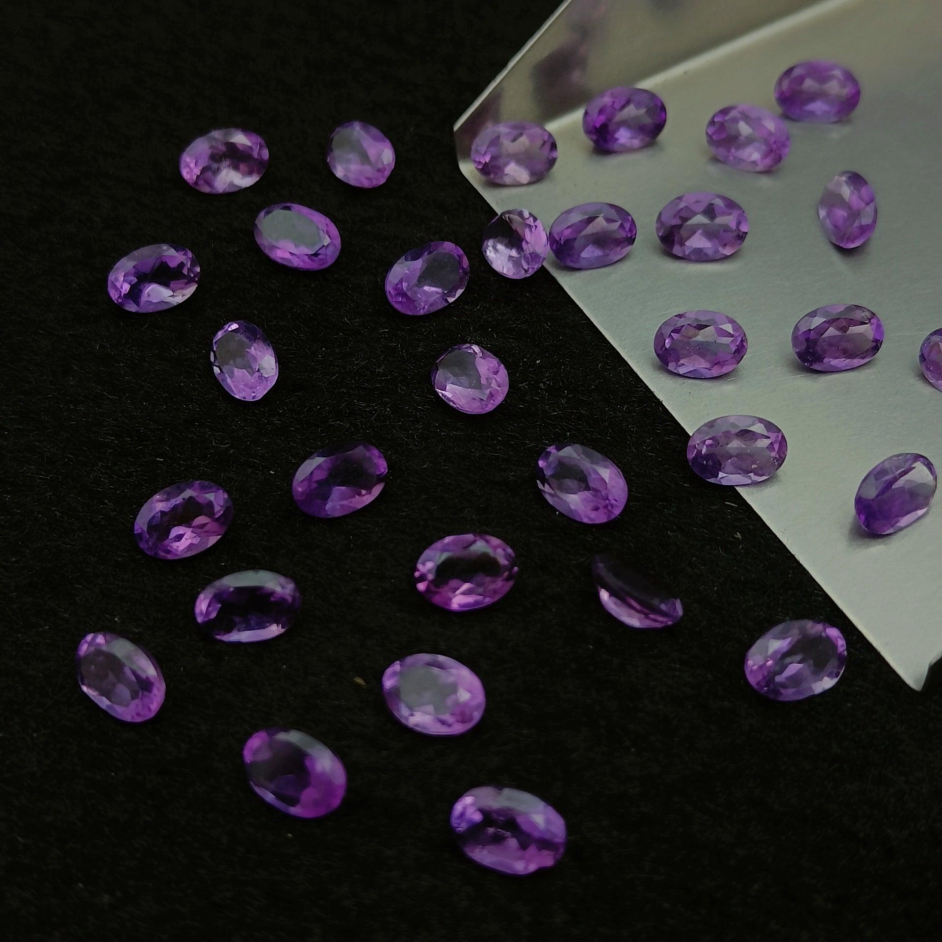 Natural Amethyst Cut Oval Shape Calibrated | Cut Gemstone Healing Crystal | Raw Gemstone for Jewelry making | Unique Gemstone Cut SB-29 - Silverhubjewels