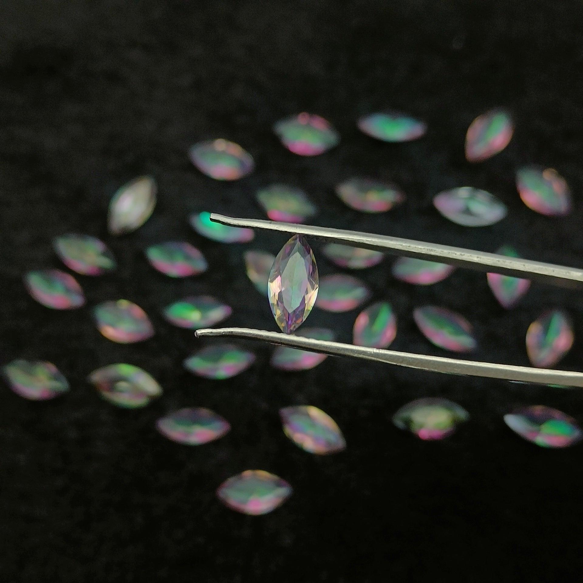 Natural Rainbow Mystic Topaz Cut Marquise Shape Calibrated | Cut Gemstone Healing Crystal | Raw Gemstone for Jewelry making | Unique Gemstone Cut - Silverhubjewels
