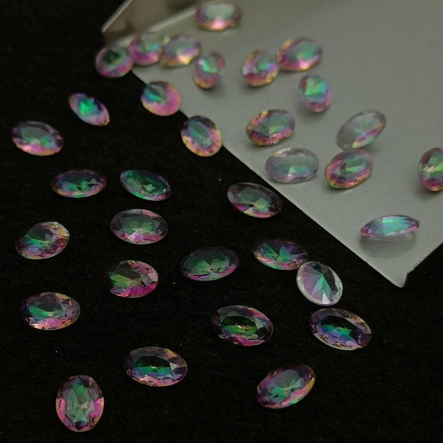 Natural Rainbow Mystic Topaz Cut Oval Shape Calibrated | Cut Gemstone Healing Crystal | Raw Gemstone for Jewelry making | Unique Gemstone Cut - Silverhubjewels