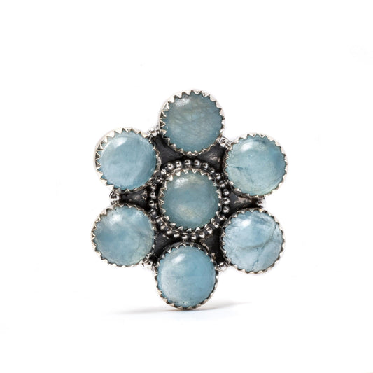 Aquamarine Natural Gemstone Solid Sterling Silver Jewelry Designer Ring Adjustable