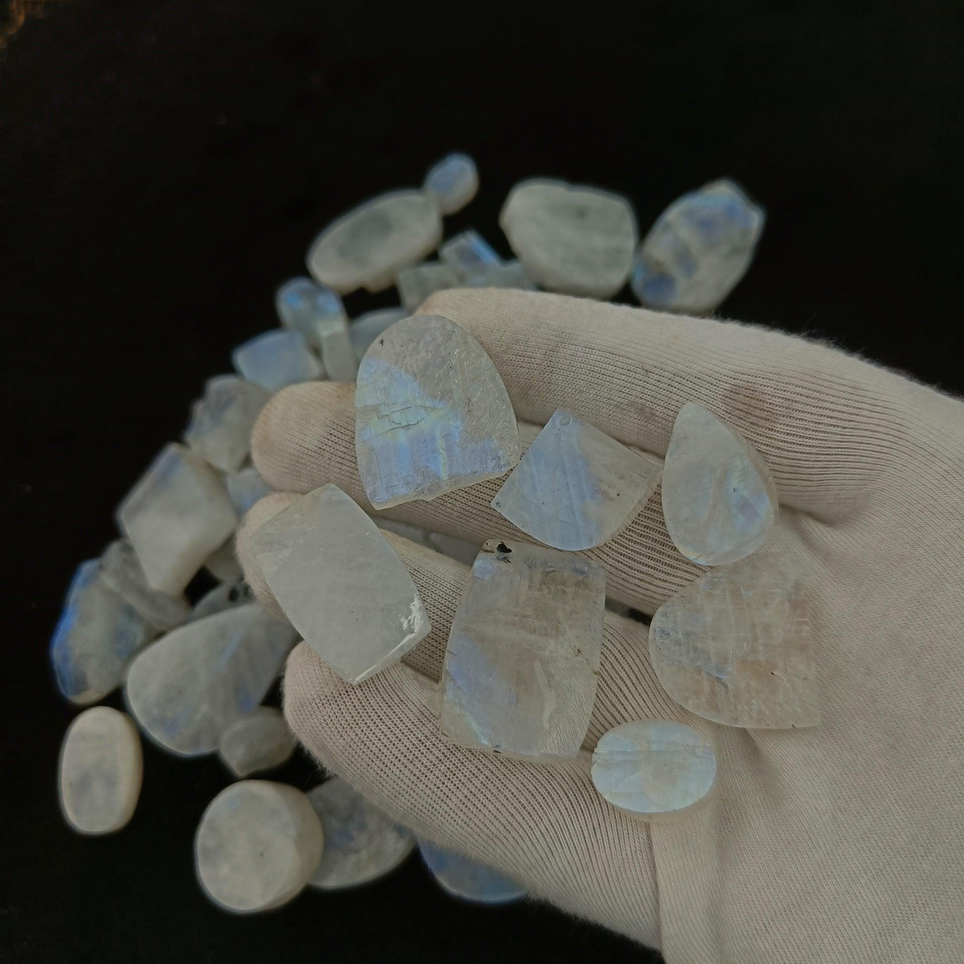 Natural Rainbow Moonstone | Rough Gemstone Healing Crystal | Raw Gemstone for Jewelry making | Unique Gemstone - Silverhubjewels